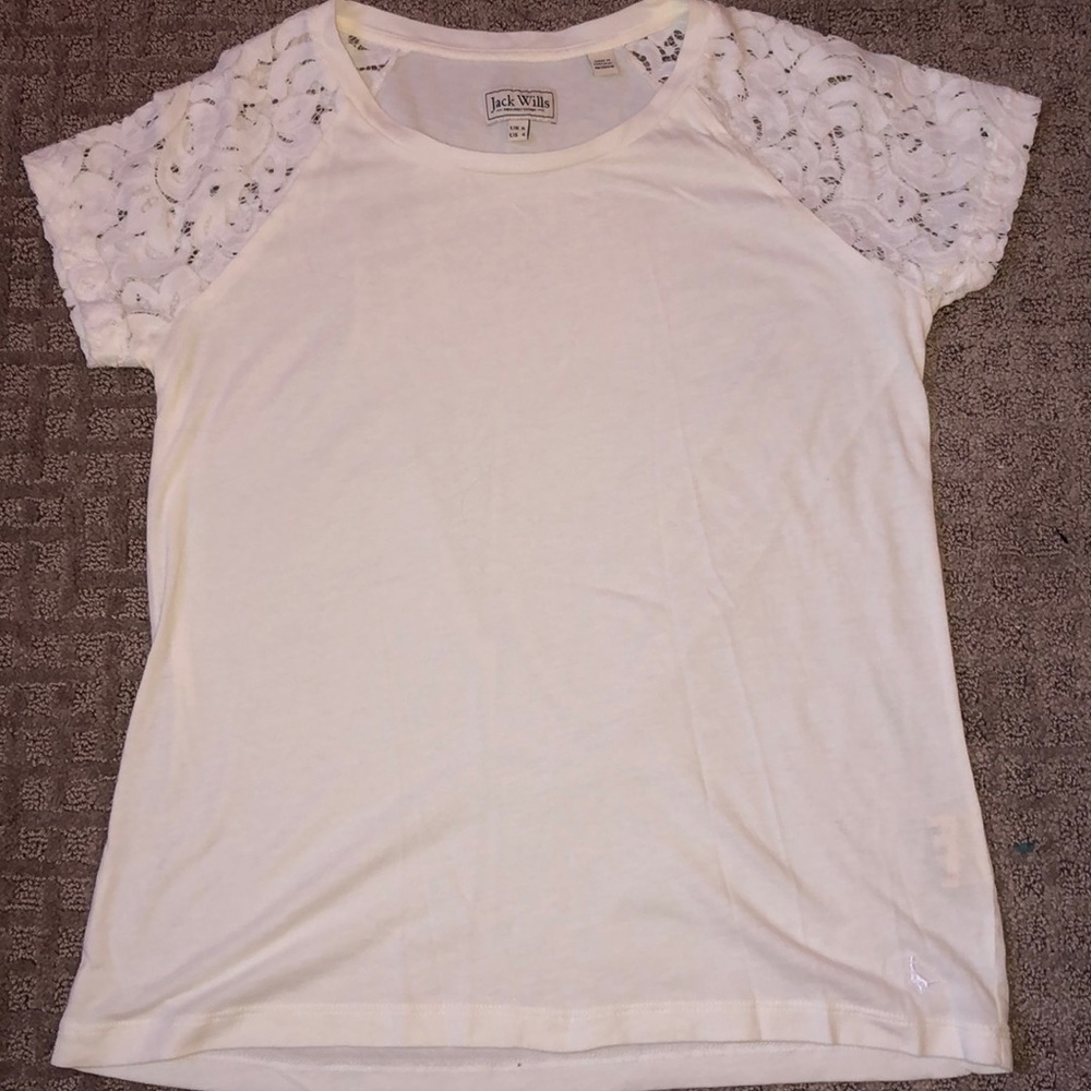 Jack wills White short sleeve lace tshirt